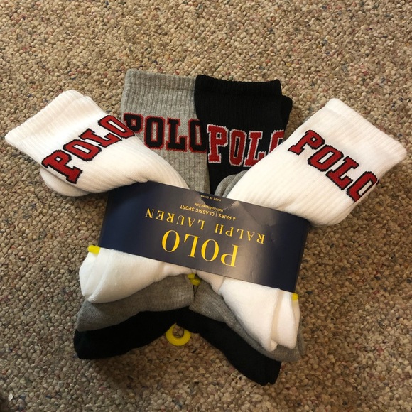 🆕 Polo Ralph Lauren Classic Crew Socks 6 Pack - Picture 2 of 10